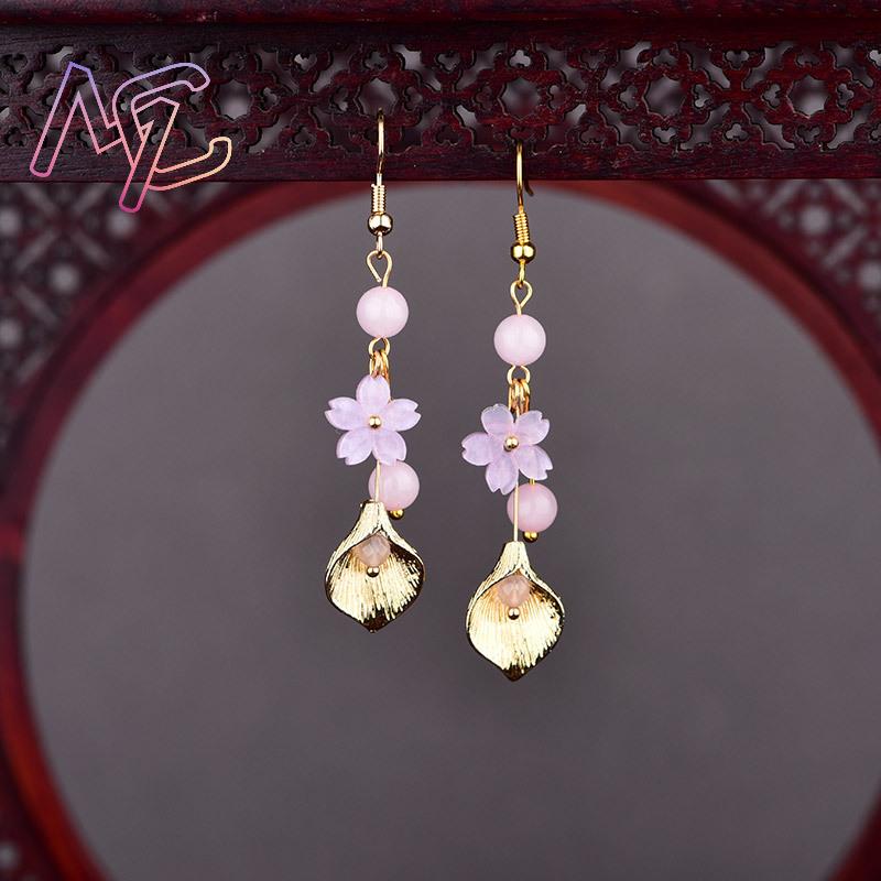 Pink Natural Jade Flower Earri - огляд і ціна Vintage Item