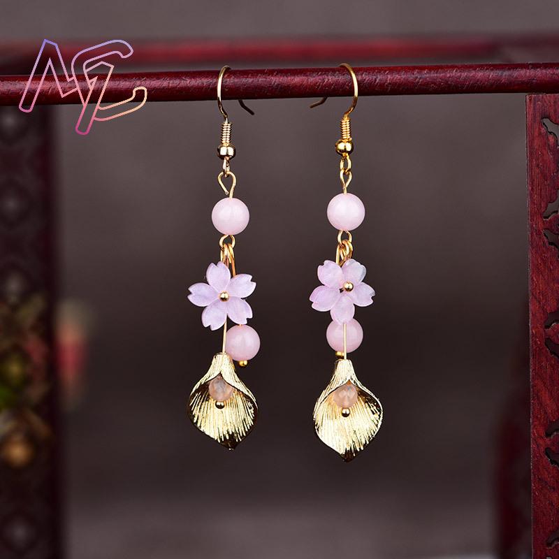 Pink Natural Jade Flower Earri - огляд і ціна Vintage Item